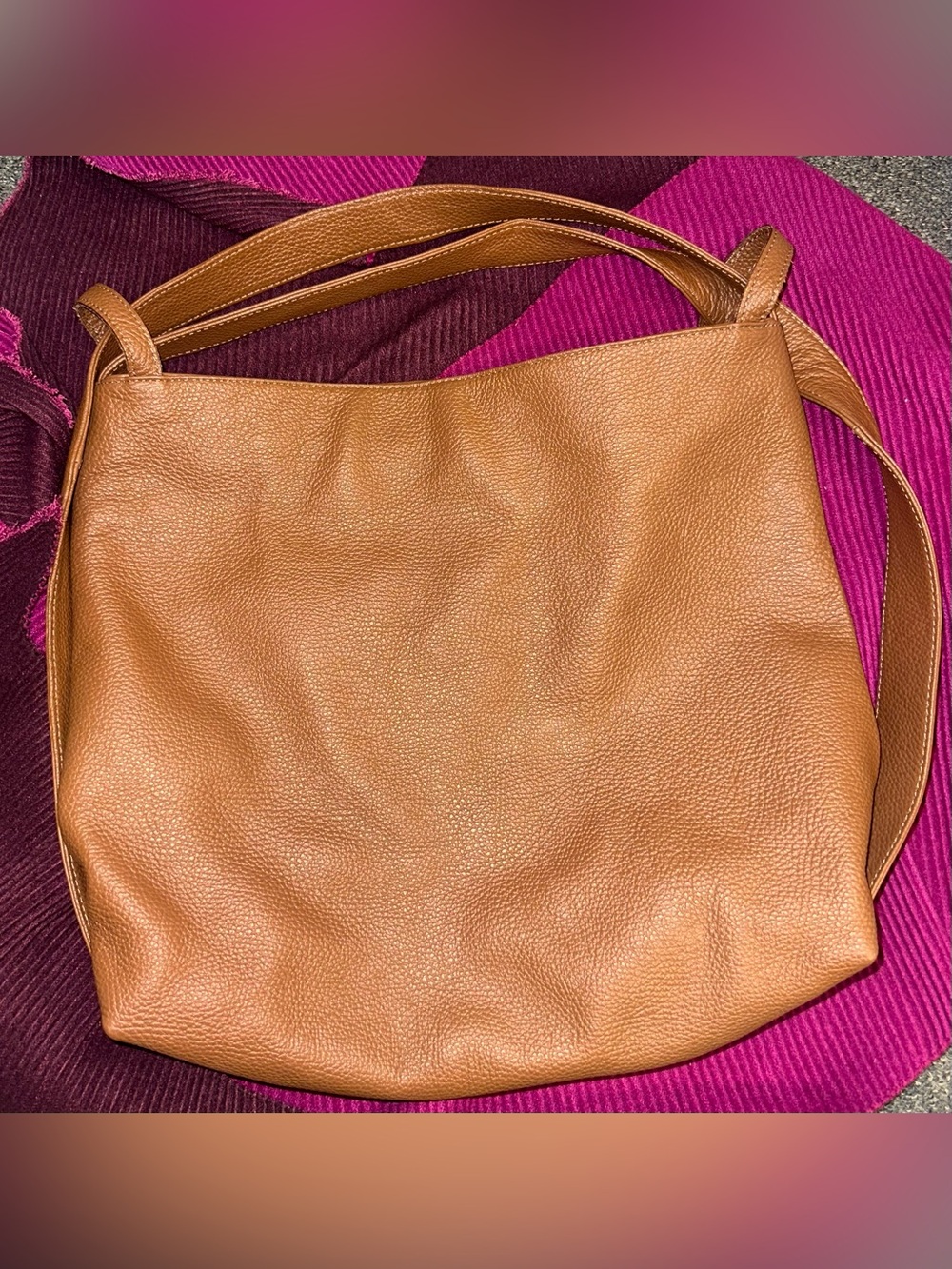 Vera Pelle Leather Convertible Backpack, Made in Italy Cognac Tan Hobo Bag Italy